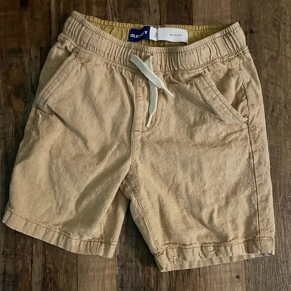 EUC! Old Navy Pull On Linen Blend Shorts Boys Small 6/7 Khaki Drawstring Waist - Picture 2 of 5